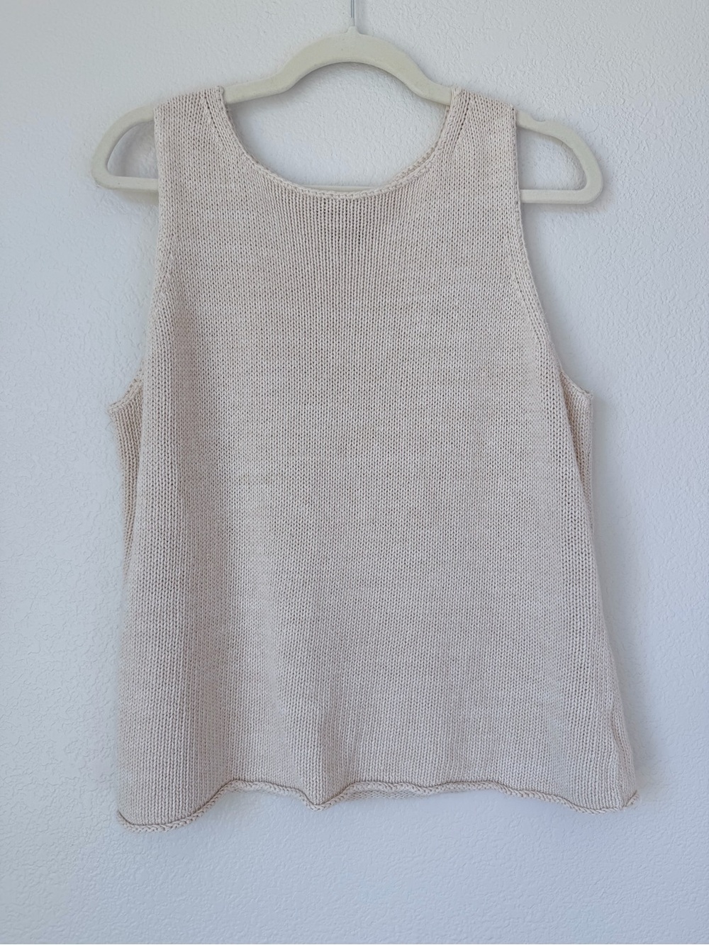 Eddie Bauer Linen Cotton Sleeveless Knit Sweater Tank Beige XL Coastal
